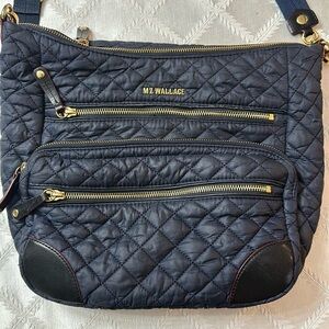 MZ WALLACE Crosby Hobo - Navy Blue - Gold Hardware Quilted - Pre-Owned